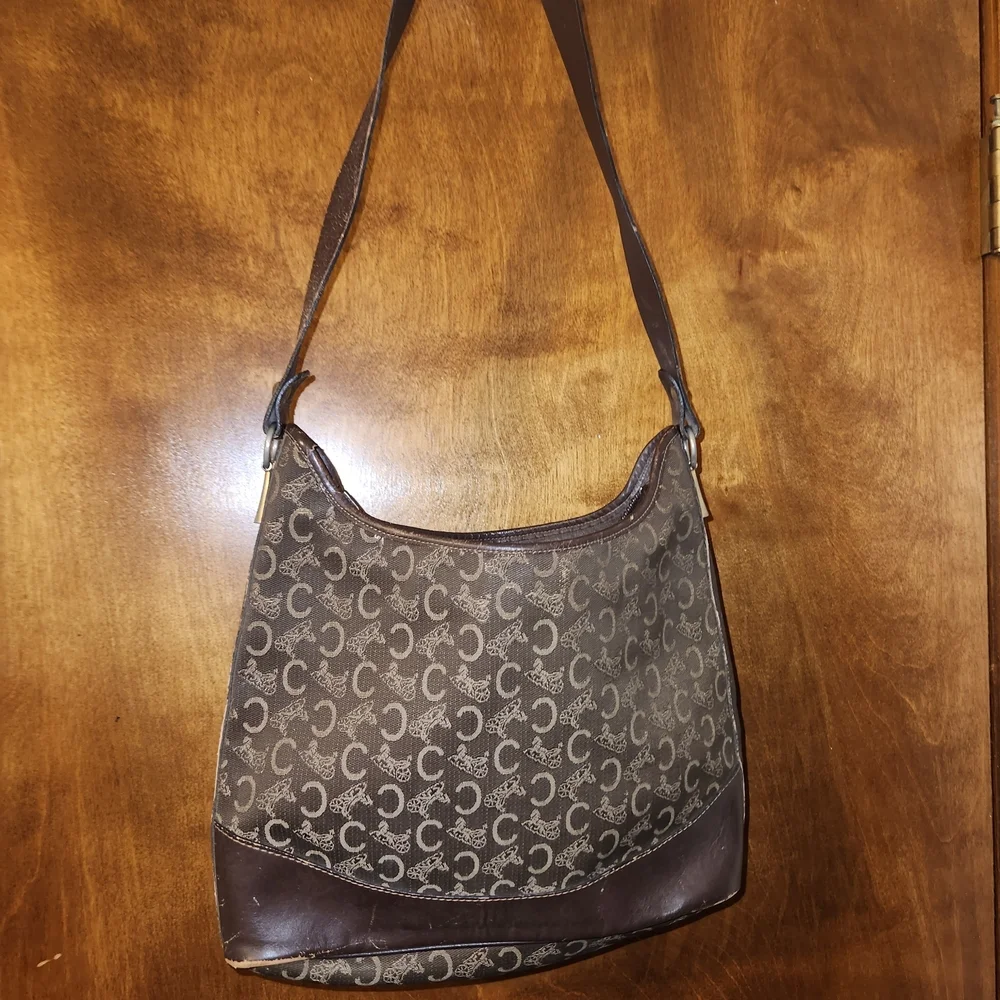 Celine Chocolate Brown Denim Canvas Hobo - Picture 2 of 13